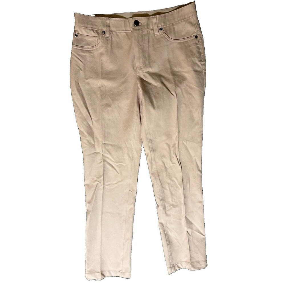 Chico’s Blush Pink Straight Leg Trouser Pants Faux Front Pockets Size 0 (US 6/8)